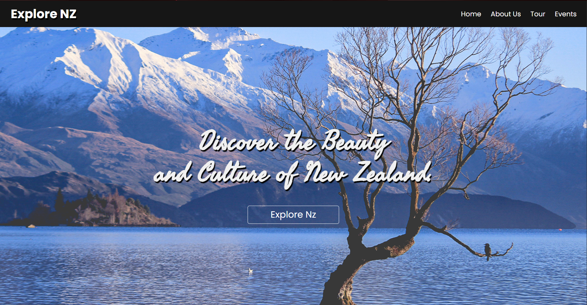Explore NZ tourism website homepage